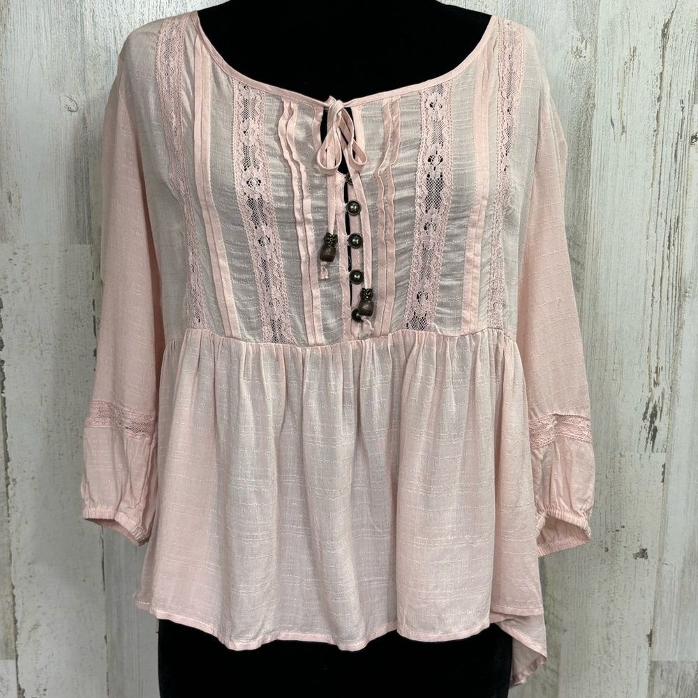 Rewind Lace‎ Trimmed Peasant Blouse